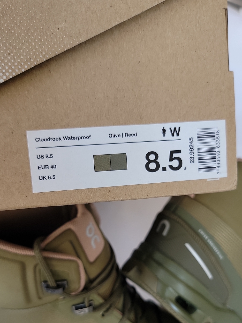 On Cloudrock Waterproof Women's Mid Top Hiking Shoes Green Lace Up 23-99245 - Picture 9 of 10